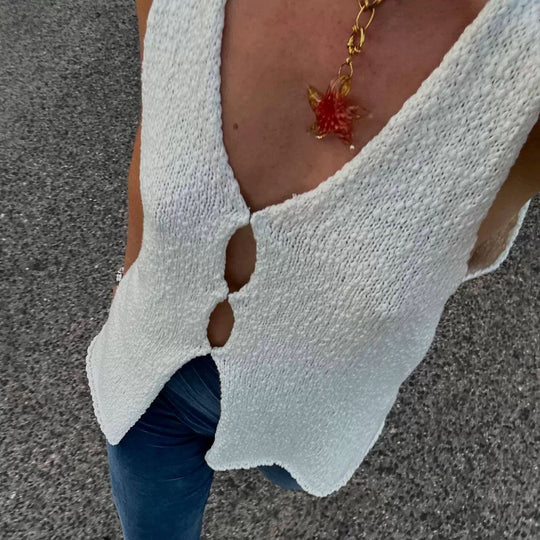 Damen ärmellose Strickweste R&B