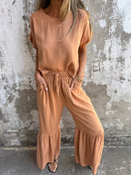 Damen Elegantes und luftiges Sommer-Set mit weitem Schnitt und Gummizug R&B