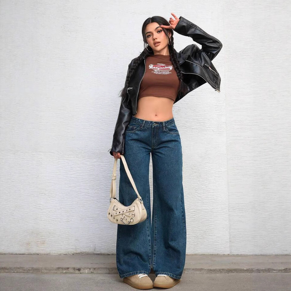 Damen Weite High-Waist Jeans mit trendigem Flared-Schnitt R&B