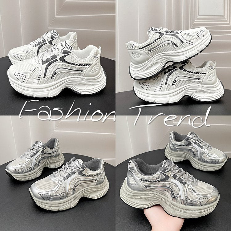 Damen modische Lauf-Sneaker mit glänzendem Obermaterial und dämpfender Sohle R&B