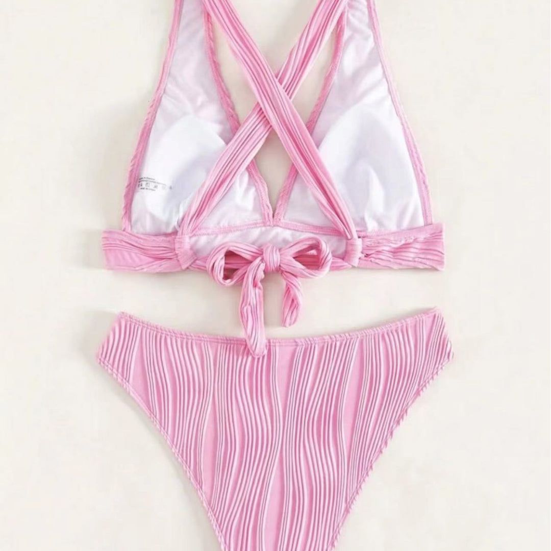 Damen Bikini-Set mit modernem Wickeldesign und geschmackvollen Rippendetails R&B