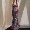 Damen Elegantes Maxikleid mit floralem Design und tiefem V-Ausschnitt R&B