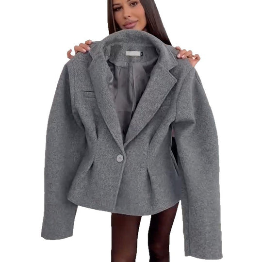 Damen strukturierter Blazer mit aufwendigen Schulterpolstern R&B