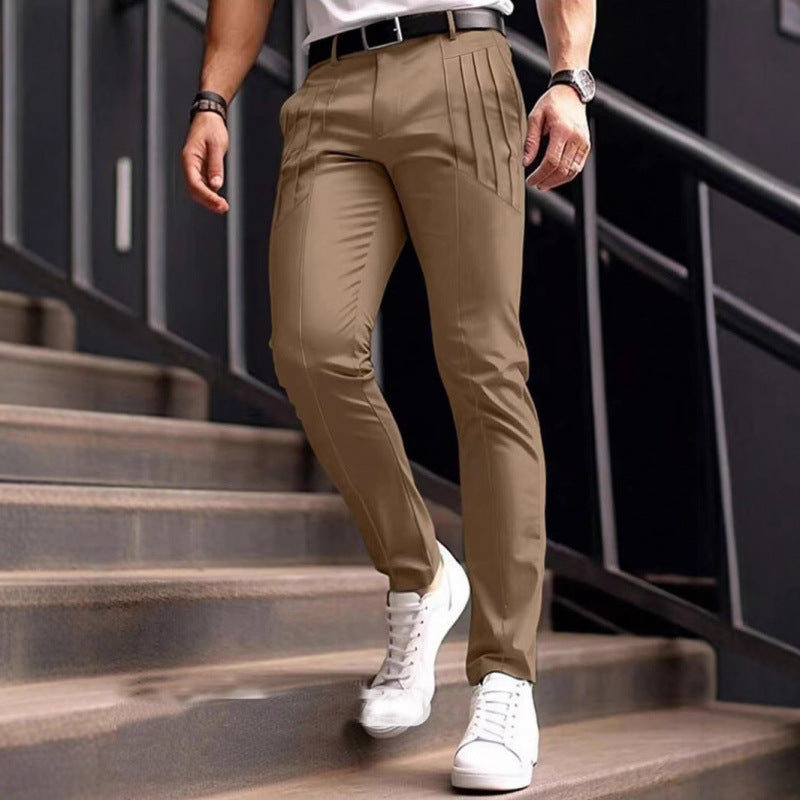 Herren Stoffhose Slim Fit mit Bundfalten