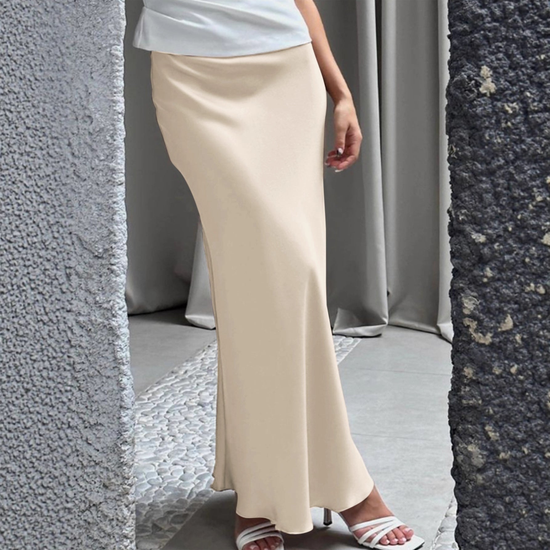 Damen Elegante Maxirock mit fließendem Schnitt und hohem Taillenbund R&B