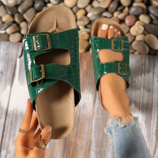 Damen Clogs mit verstellbaren Doppelschnallen R&B
