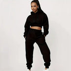 Damen Sportliches Cropped Hoodie und lässige Jogginghose Set