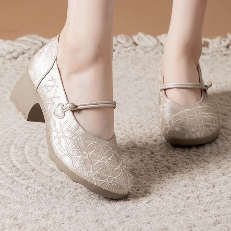 Damen Komfortable Ballerinas mit dekorativem Blumenmuster R&B