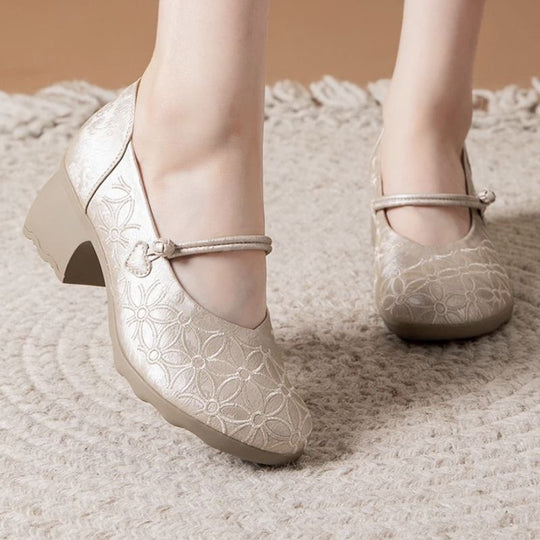 Damen Komfortable Ballerinas mit dekorativem Blumenmuster R&B