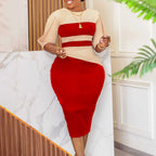 Damen Elegantes Midikleid mit raffiniertem Schnitt und halblangen Ärmeln R&B