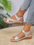 Damen elegante Wedge-Sandalen mit komfortablem Riemendesign und natürlicher Holzsohle R&B