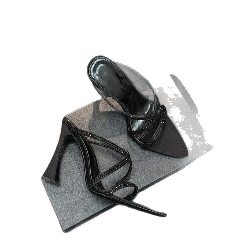 Damen elegante Slingback High Heels mit funkelnden Strassverzierungen R&B