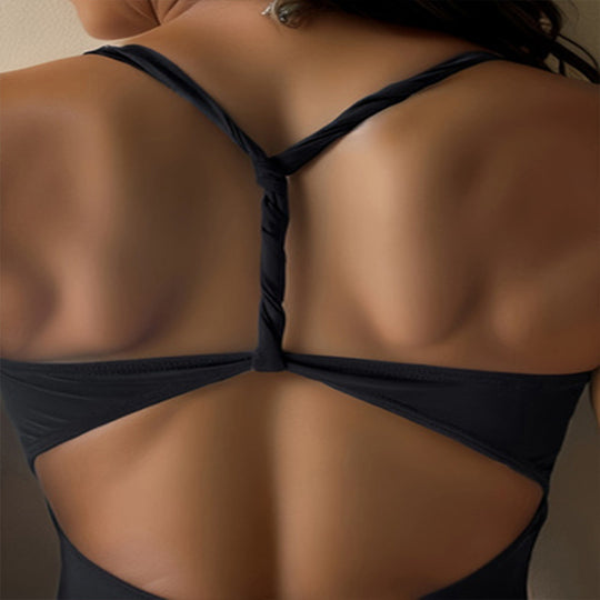 Damen Einteiler Badeanzug mit elegantem V-Ausschnitt und sportlichem Design R&B