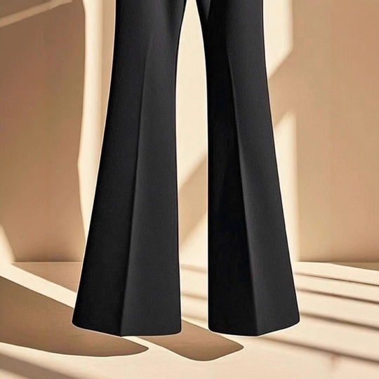 Damen elegante Flared-Hose mit hohem Bund und praktischen Eingrifftaschen R&B