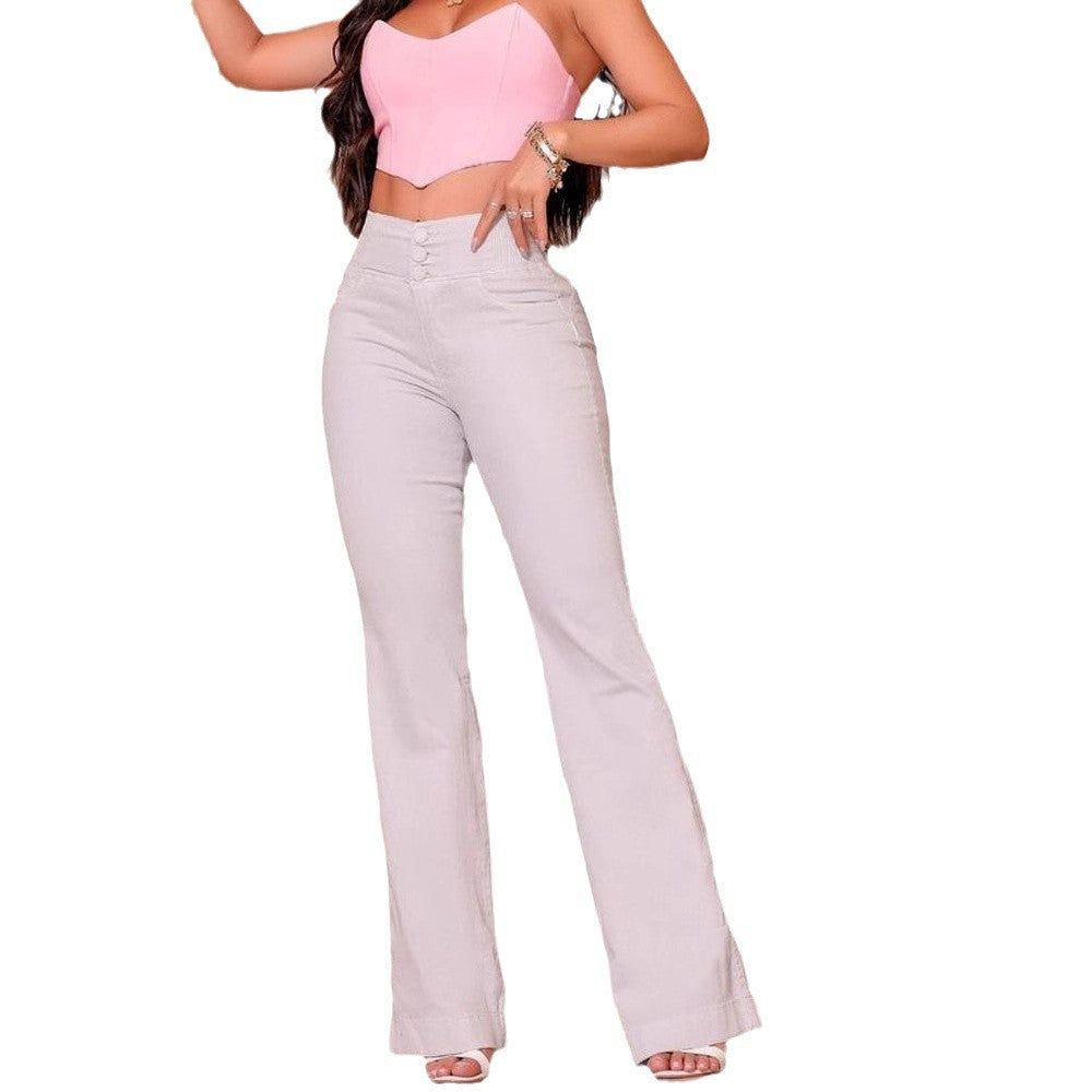 Damen Bootcut Jeans mit elegantem hohen Bund und körperformendem Schnitt R&B