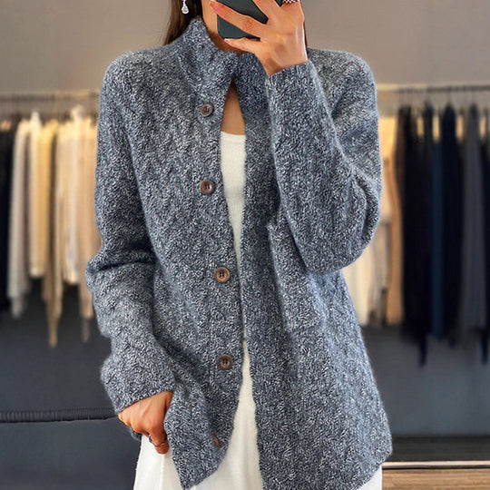 Damen Strickjacke mit strukturiertem Muster und Knopfdetail R&B