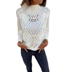Damen Grobstrick Pullover mit romantischen Netzdetails R&B