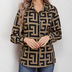 Damen Bluse mit floralen Muster und klassischem Kragen R&B
