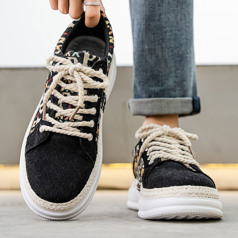 Damen Modische Canvas-Sneaker mit geflochtenem Sohlenrand R&B