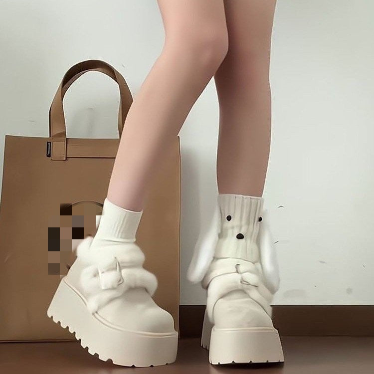 Damen Flauschige Plateau-Clogs mit weichem Fußbett und modischer Schnalle R&B