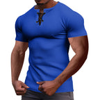 Herren nan Kurzarmshirt mit Schnürkragen, Metallösen und feinem Strukturjersey R&B