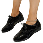 Damen elegante Schnürschuhe mit hochglänzendem Obermaterial und ergonomischer Sohle R&B