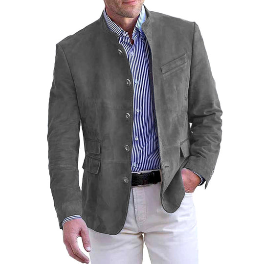 Herren eleganter Wildlederblazer mit modischen Akzenten R&B