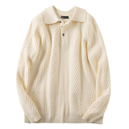 Herren Strickpullover mit klassischem Rautenmuster und Knopfleiste R&B