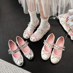 Damen Ballerinas mit zwei verstellbaren Riemchen und floralem Design R&B