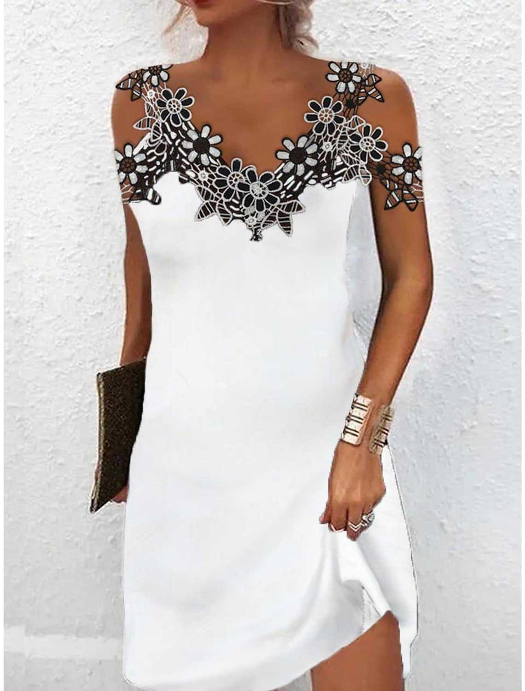 Damen Elegantes Kleid mit Spitzenbesatz R&B