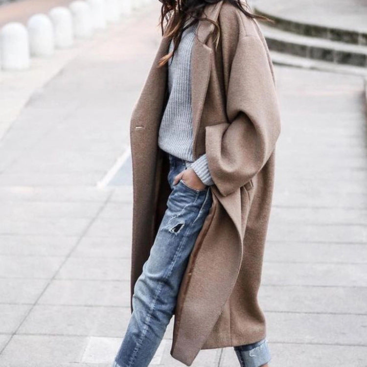 Damen Oversized Mantel mit elegantem Schnitt und tiefen Taschen R&B