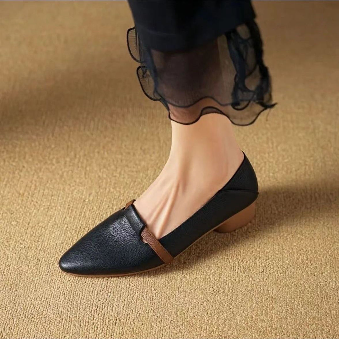Damen Elegante Ballerinas mit komfortablem Blockabsatz und modischem Riemen R&B