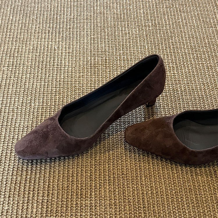 Damen edel wirkende Flachschuhe aus Wildleder mit modischer Spitze R&B