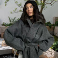 Damen Oversized Wollmantel mit Gürtel R&B