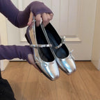 Damen Ballerinas mit glanzvoller Oberfläche und dekorativem Schleifendetail