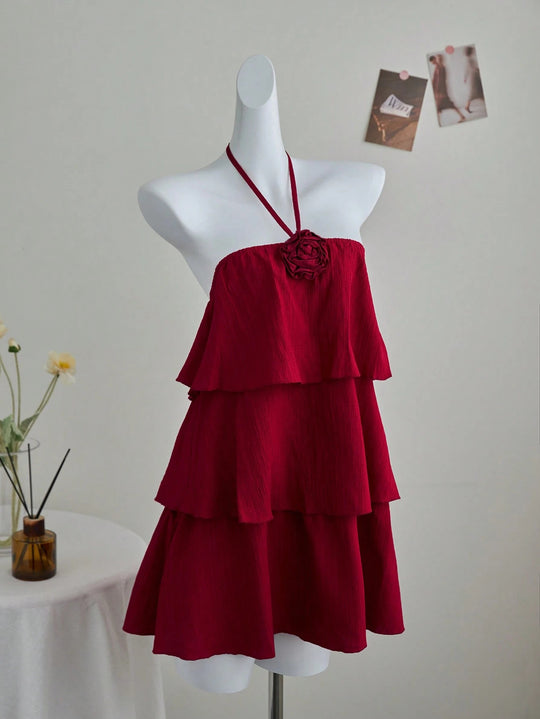 Damen luftiges Strandkleid mit Rüschendetails R&B