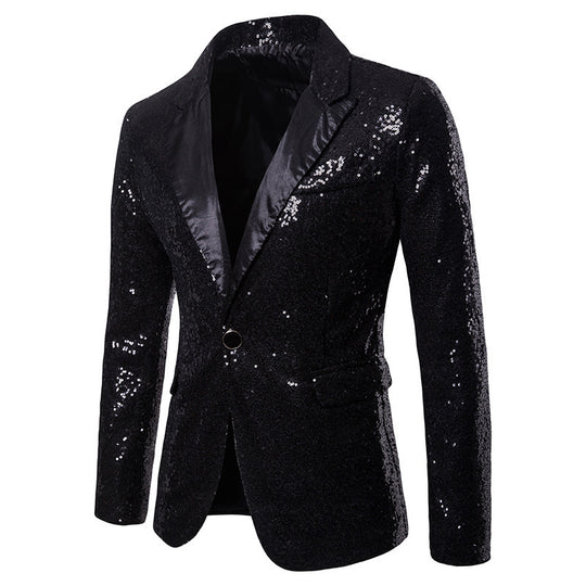 Herren Pailletten-Blazer mit Modernem Schnitt und Luxuriösem Glanz R&B