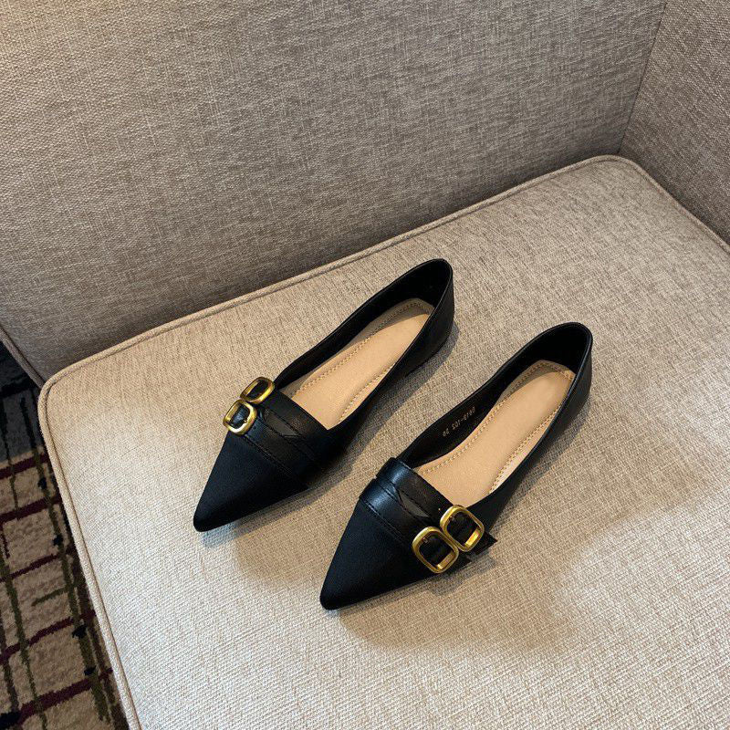 Damen elegante spitze Ballerinas mit doppelter Schnallenverzierung R&B
