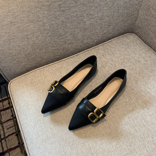 Damen elegante spitze Ballerinas mit doppelter Schnallenverzierung R&B