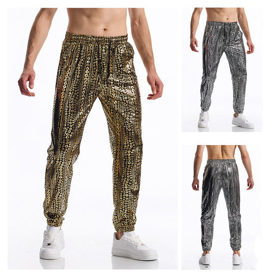 Herren Glamouröse Pailletten-Jogginghose R&B