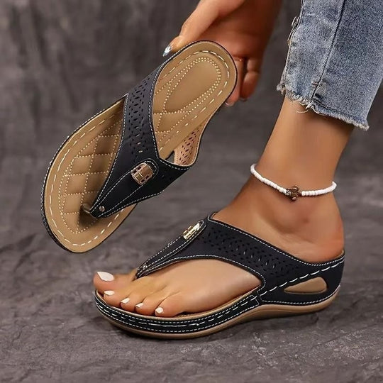 Damen Bequeme Zehentrenner-Sandalen mit atmungsaktiver Oberkonstruktion R&B
