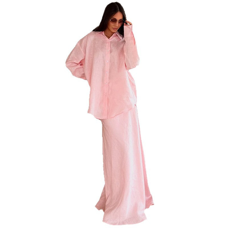 Damen lässiges Leinen-Loungewear-Ensemble R&B