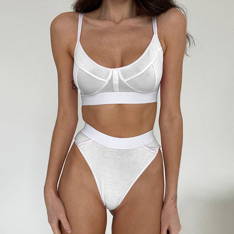 Damen Sportliches Bikini-Set mit verstellbaren Trägern und hohem Schnitt R&B