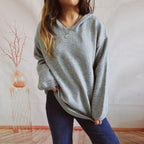 Damen lässiger Strickpullover mit Kapuze und weiten Ärmeln R&B