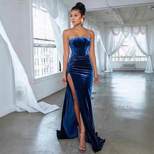 Damen elegantes Abendkleid mit taillierter Silhouette und hohem Beinschlitz R&B