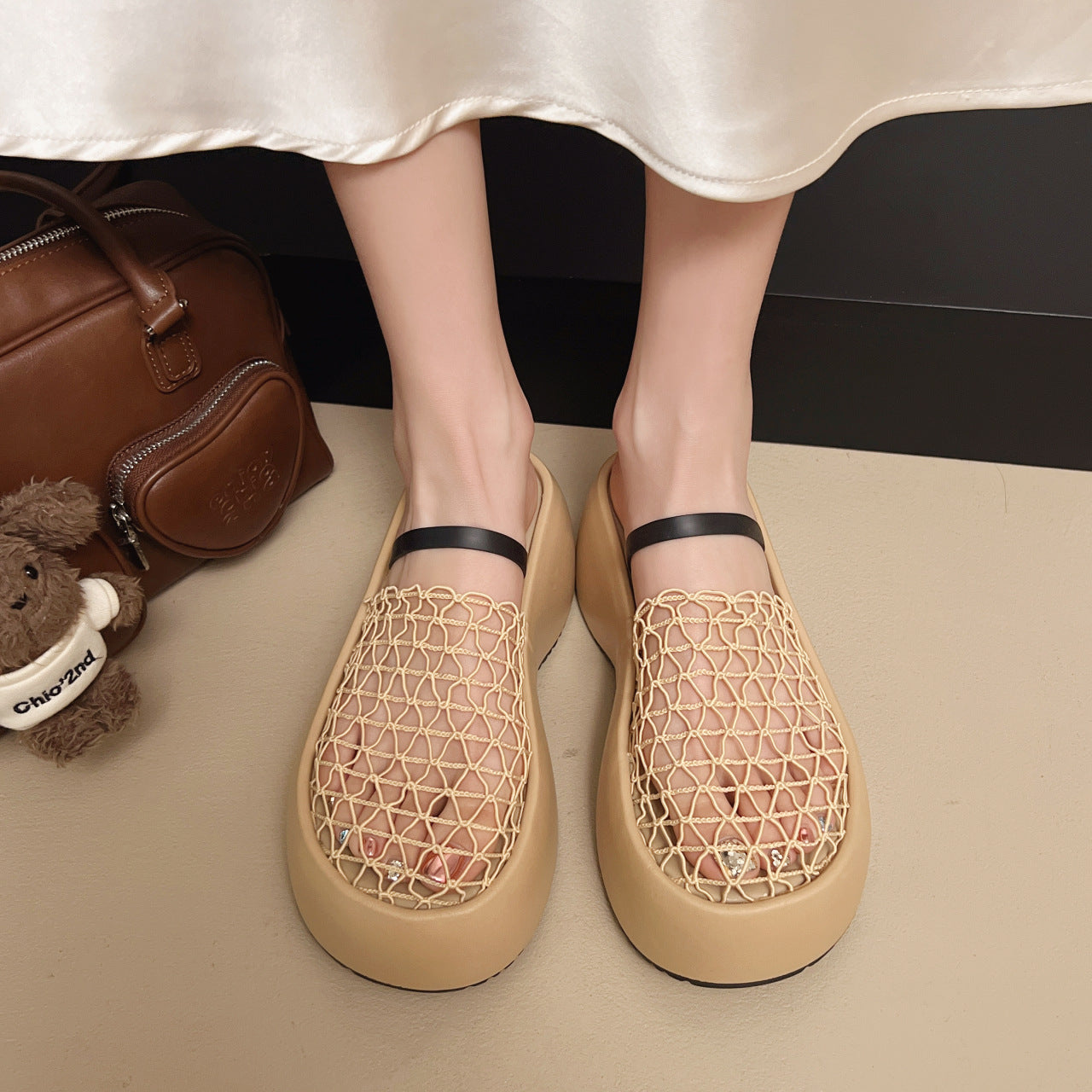 Damen Plattform-Sandalen mit innovativem Netzdesign und rutschfester Sohle R&B