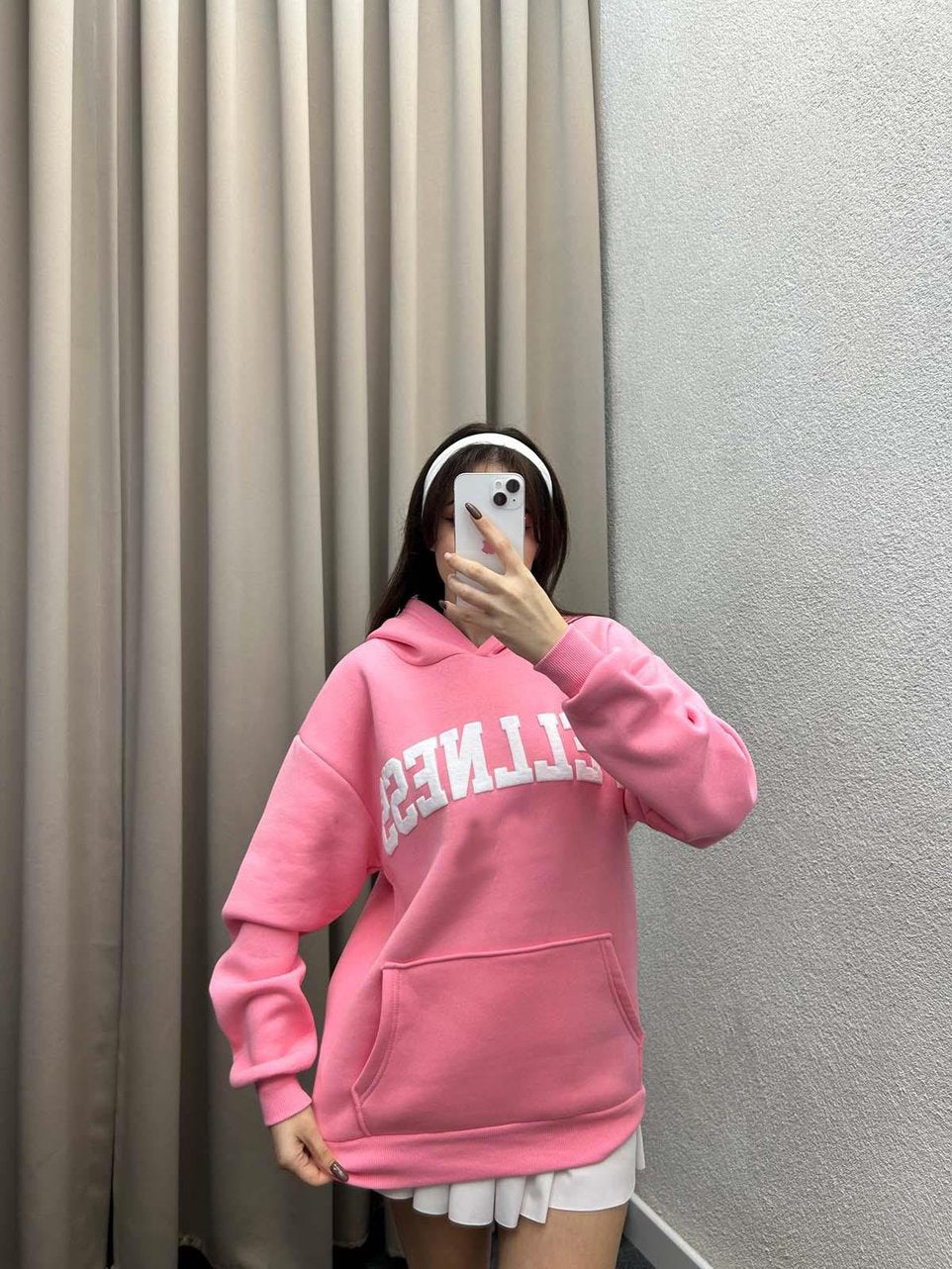 Damen Hoodie mit großem Logo und Kängurutasche R&B