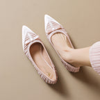 Damen Spitzenschuhe mit modischem Faltendesign und eleganter Schleifenapplikation
