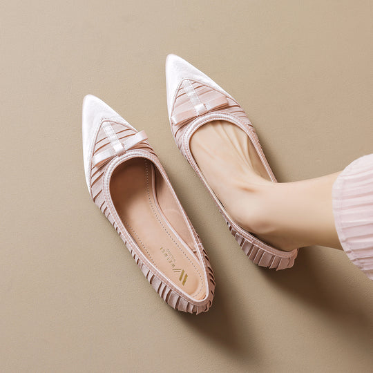 Damen Spitzenschuhe mit modischem Faltendesign und eleganter Schleifenapplikation R&B