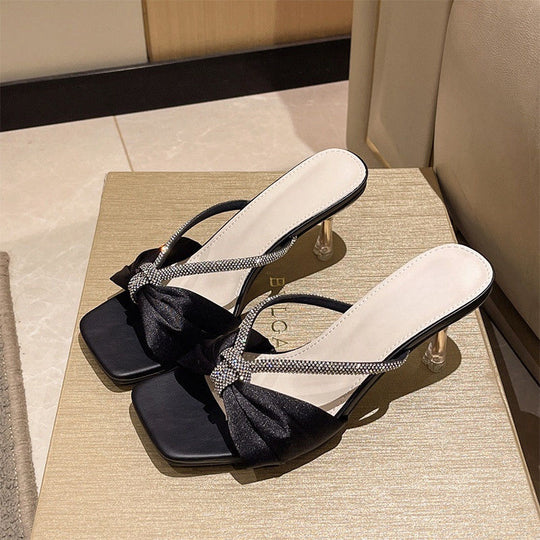 Damen elegante Slingback Sandalen mit glamourösem Schleifendetail R&B